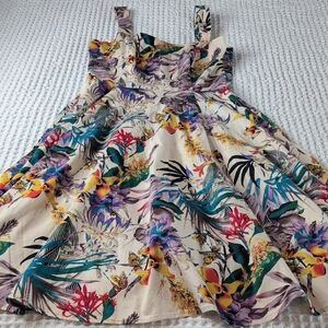 Hearts & Roses Tropical Floral Cream Midi Sundress